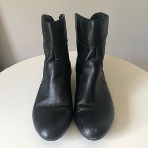 Black Leather Short Boots